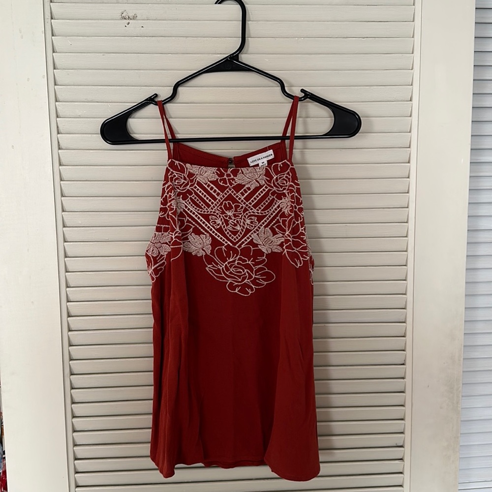 Embroidered halter tank top